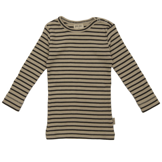 Petit Piao - T-shirt LS Modal Striped, PP303 - Raven / Tapioka