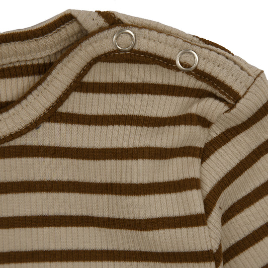 Petit Piao - T-shirt LS Modal Striped, PP303 - Rubber / Tapioka