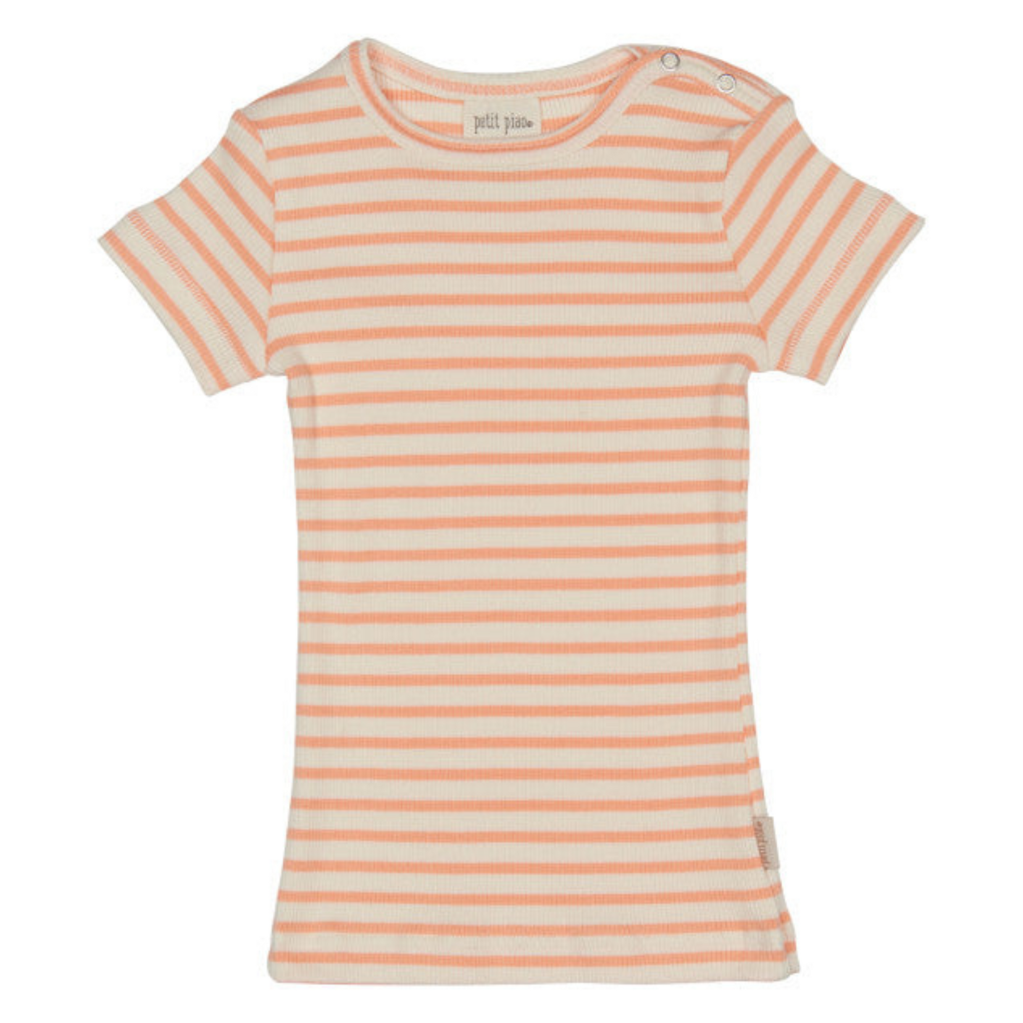 Petit Piao - Modal Striped T-shirt SS - Peach Naught / Eggnog