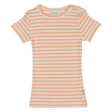 Petit Piao - Modal Striped T-shirt SS - Peach Naught / Eggnog
