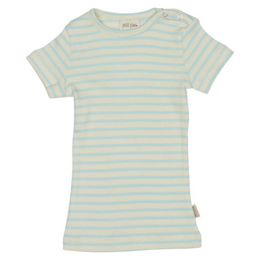 Petit Piao - Modal Striped T-shirt SS - Starlight Blue / Eggnog