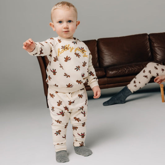 THE NEW Siblings - Holiday Ginga Sweatpants (TNS1557) - White Swan Ginger AOP