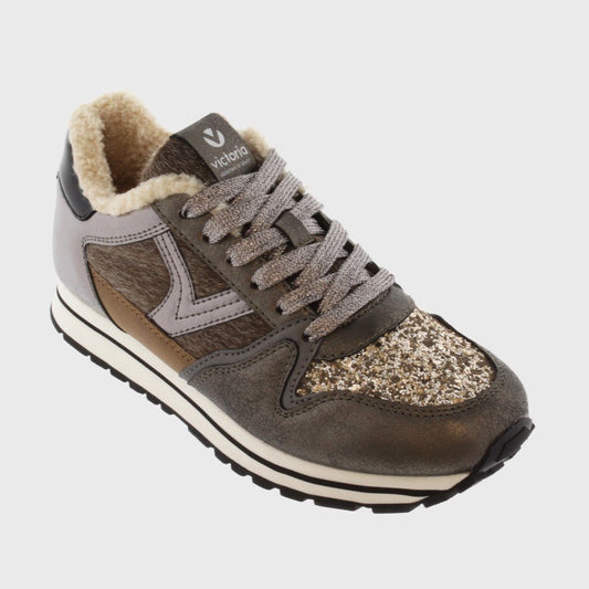 Victoria Shoes - Cometa Sheep Multimaterial Sneaker - Antracita